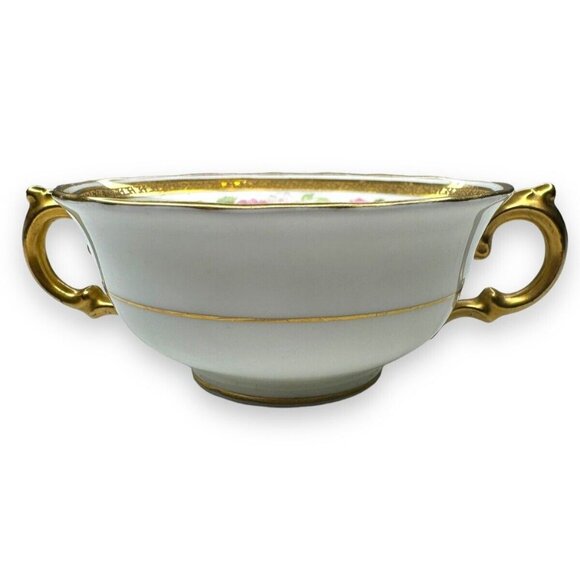 Tiffany & Co Adderley Bouillon Cup & Saucer Set Pink Roses Gold Trim England - Picture 8 of 12